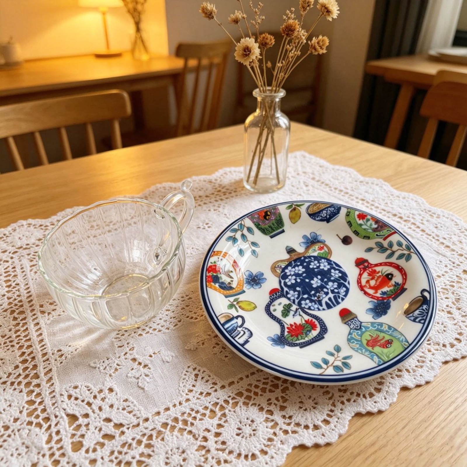 Cup and saucer styled on lace