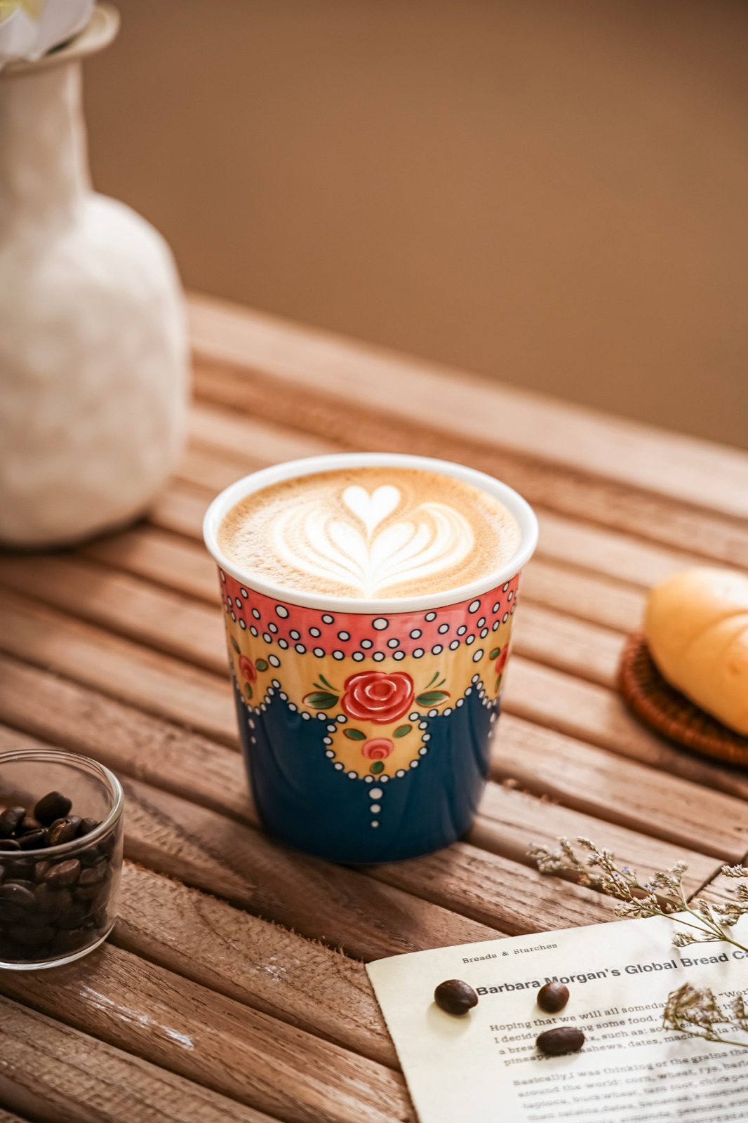 Flora cup in use with a latte